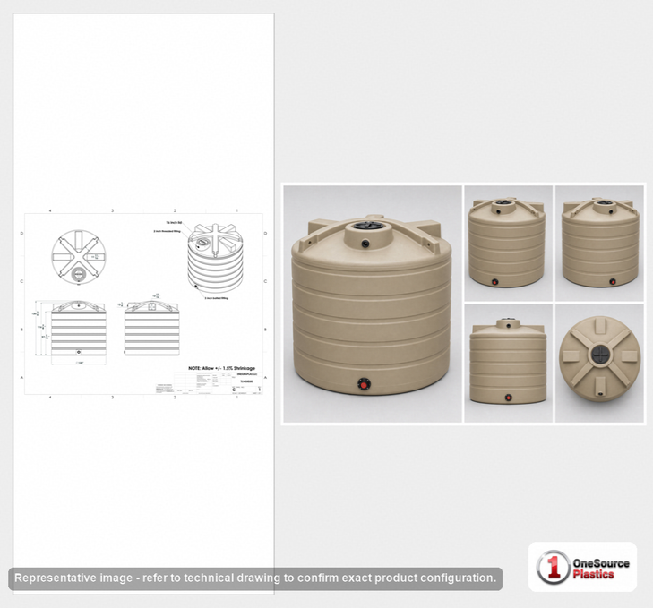 Enduraplas 5050 Gallon Beige Vertical Water Storage Tank