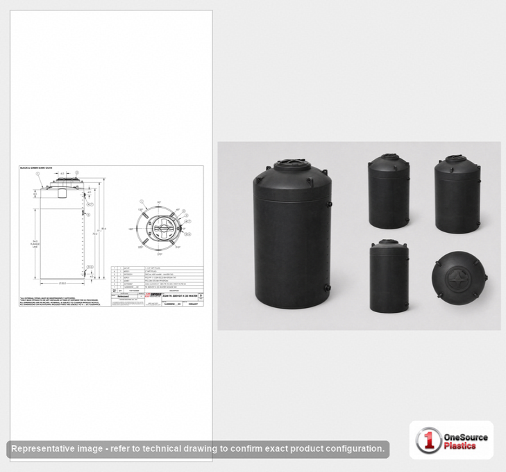 Snyder Industries 300 Gallon Black Vertical Water Storage Tank