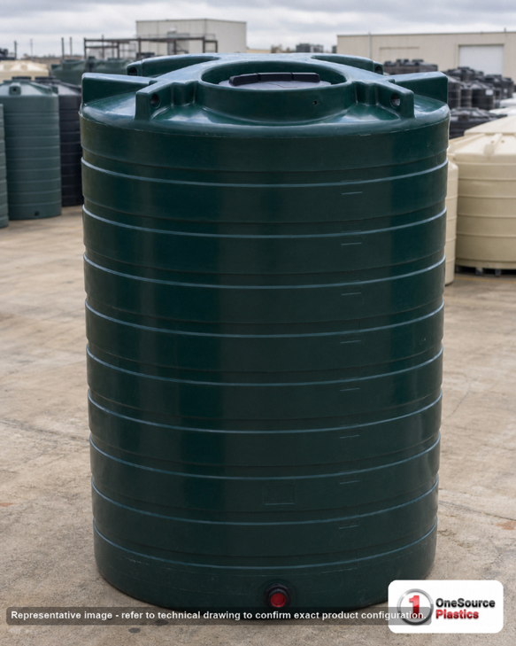 Enduraplas 1100 Gallon Dark Green Vertical Water Storage Tank. Polyethylene; Dark Green; 97" H x 60" W x 60" L; fittings: 1