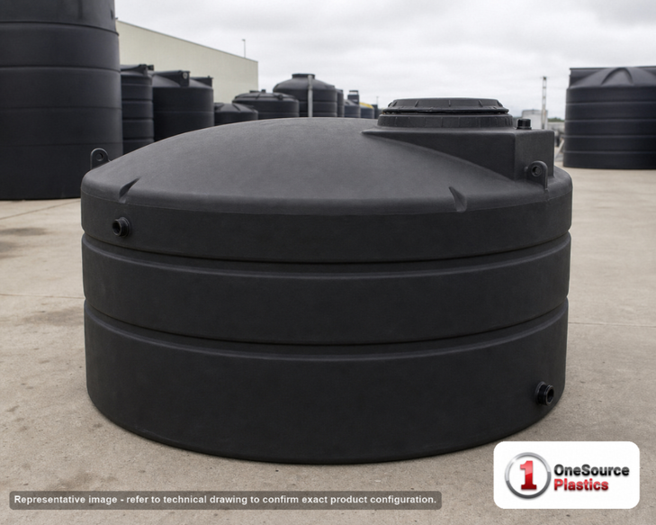Snyder Industries 3000 Gallon Black Vertical Water Storage Tank. Polyethylene; Black; 96" H x 102" W x 102" L; fittings: 1