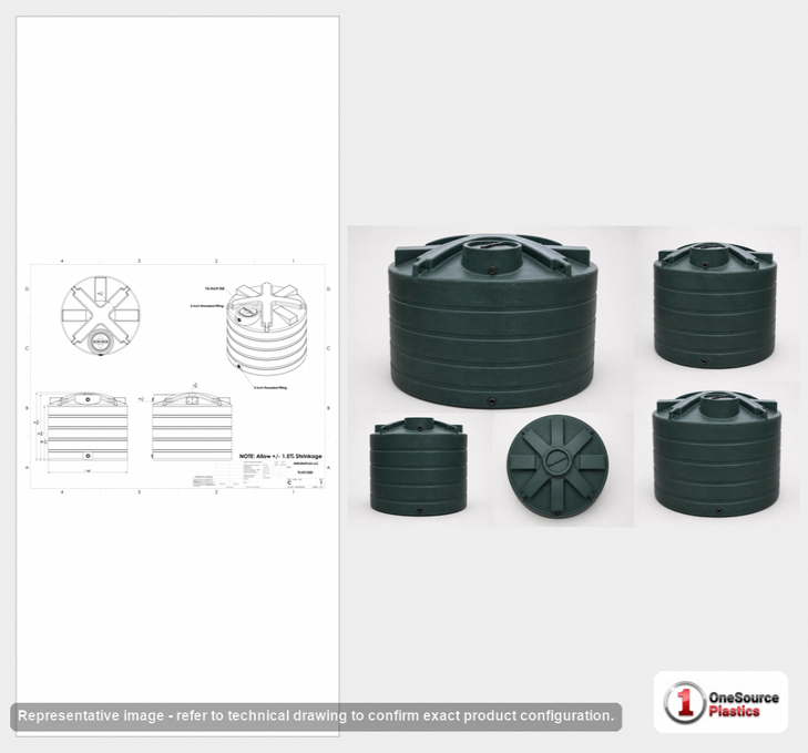 Enduraplas 1350 Gallon Dark Green Vertical Water Storage Tank