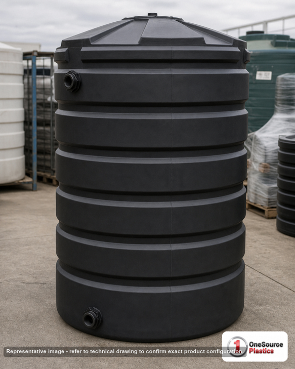 Bushman 330 Gallon Black Vertical Water Storage Tank. 330 gallon capacity; Polyethylene; Black; 63" H x 41" W x 41" L