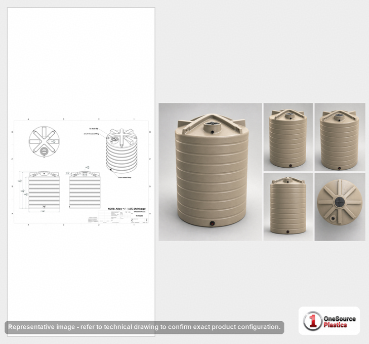 Enduraplas 6250 Gallon Beige Vertical Water Storage Tank