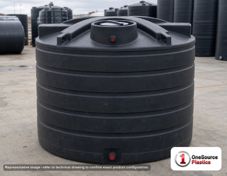 Enduraplas 1750 Gallon Black Vertical Water Storage Tank. Polyethylene; Black; 89" H x 85" W x 85" L; fittings: 1 Inlet, 1