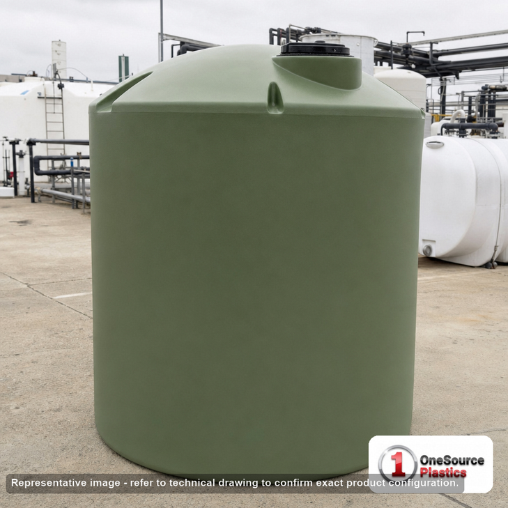 Norwesco 3000 Gallon Dark Green Vertical Water Storage Tank. 3000 gallon capacity; Polyethylene; Green; 101" H x 98" W x 98"