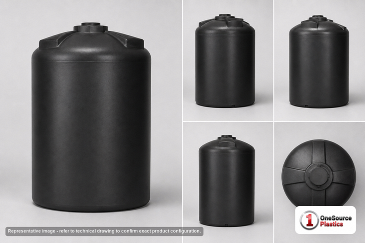 Chem-Tainer 75 Gallon Black Vertical Water Storage Tank