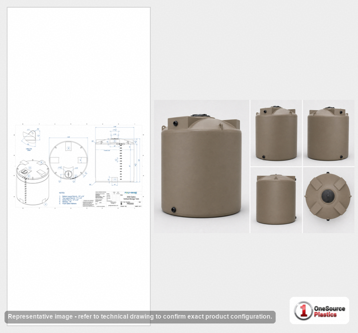 Bushman 3000 Gallon Mocha Vertical Water Storage Tank
