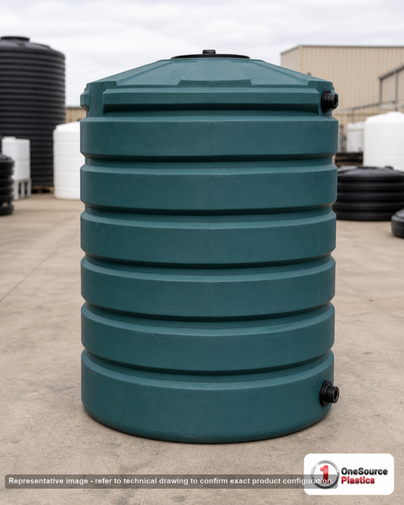 Bushman 330 Gallon Dark Green Vertical Water Storage Tank. 330 gallon capacity; Polyethylene; Dark Green; 63" H x 41" W x
