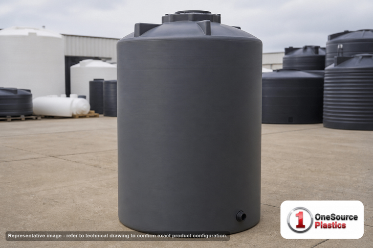 Chem-Tainer 550 Gallon Gray Vertical Water Storage Tank. Manufacturer part number TC4594IW-GRAY.