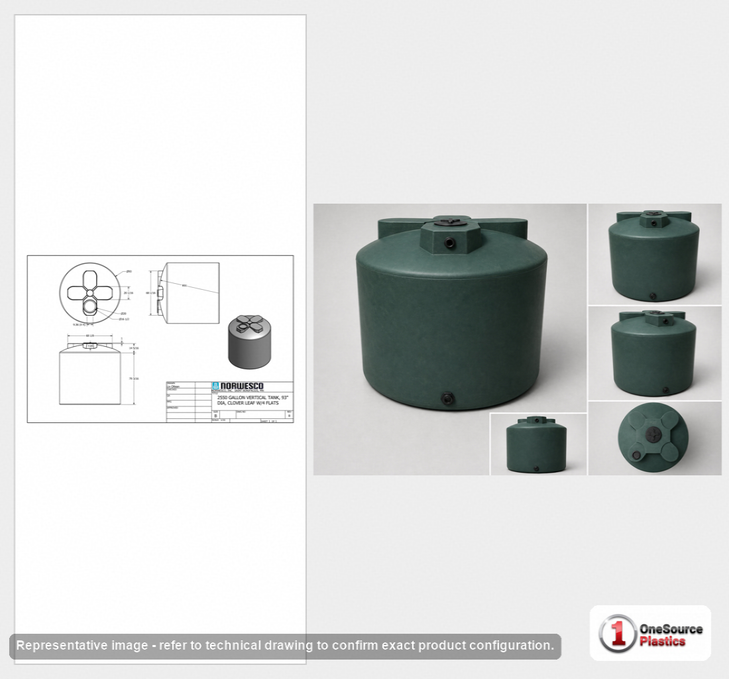Norwesco 2550 Gallon Dark Green Vertical Water Storage Tank