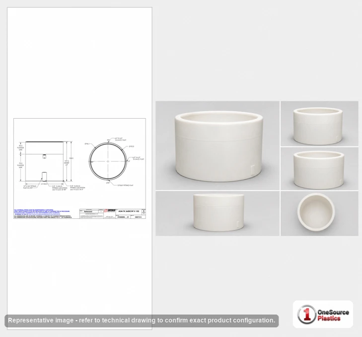 Dimensional spec drawing for Snyder Industries 650 Gallon Open Top - Cylindrical (60" L x 60" W x 58" H)