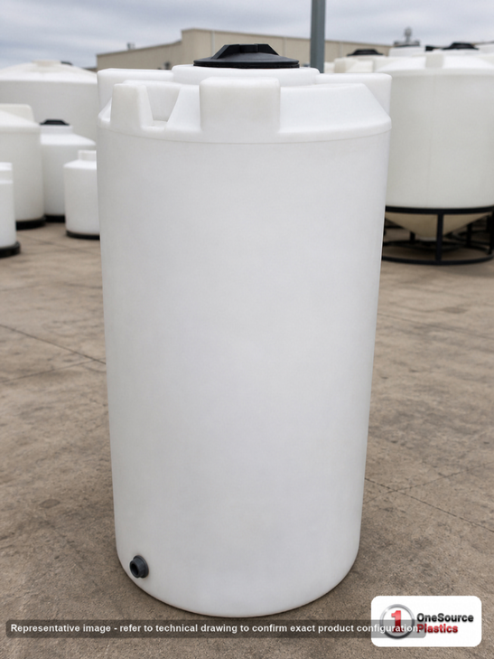 Norwesco 300 Gallon HD Vertical Storage Tank. Polyethylene; Natural White; 78" H x 35" W x 35" L; fittings: 1 Outlet, 1