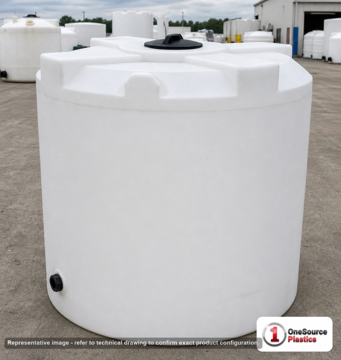 Norwesco 500 Gallon HD Vertical Storage Tank. Polyethylene; Natural White; 68" H x 48" W x 48" L; fittings: 1 Outlet, 1