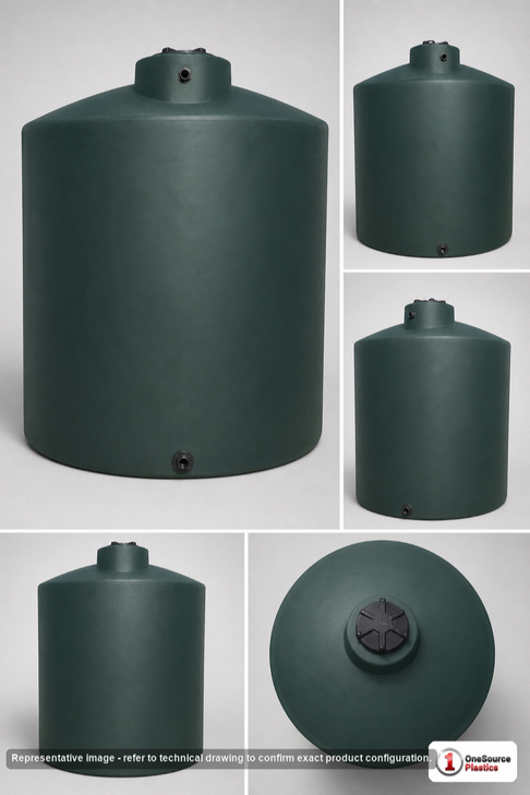 Dimensional spec drawing for Norwesco 10000 Gallon Vertical Water Tank (141" L x 141" W x 160" H)