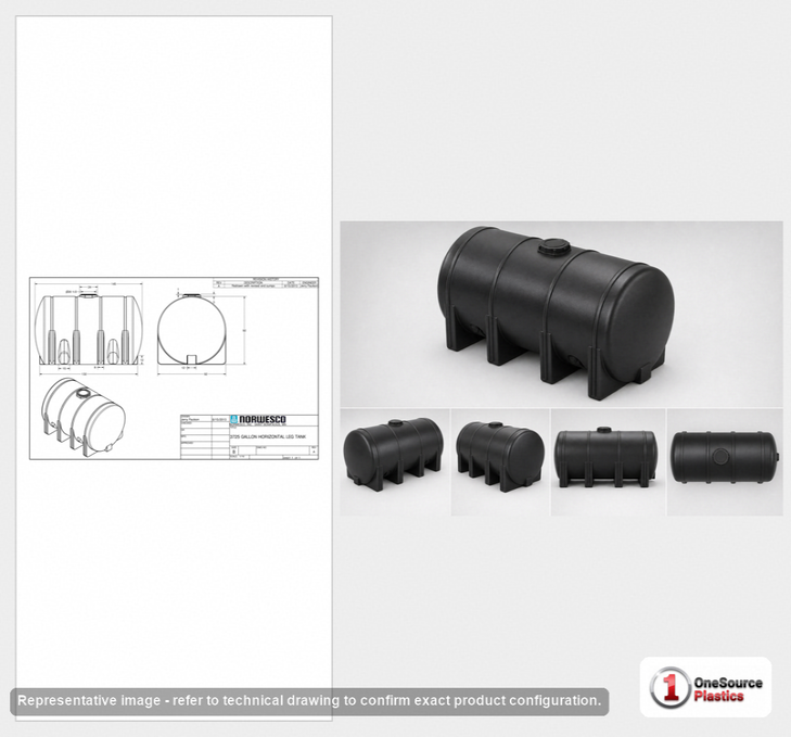 Norwesco 3725 Gallon Black Horizontal Leg Tank