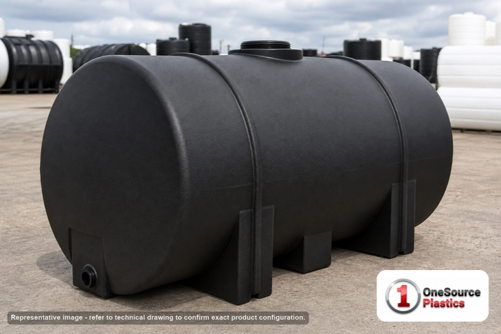 Norwesco 235 Gallon Black Elliptical Leg Tank. 235 gallon capacity; Polyethylene; Black; 32" H x 40" W x 66" L; fittings: 1