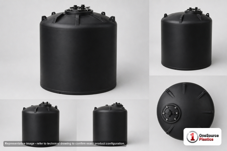 Enduraplas 10000 Gallon Plastic Vertical Liquid Storage Tank in Black