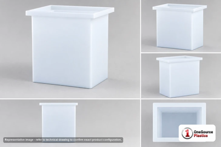 Dimensional spec drawing for Chem-Tainer 12 Gallon Rectangular Open Top Tank (20" L x 16" W x 13" H)