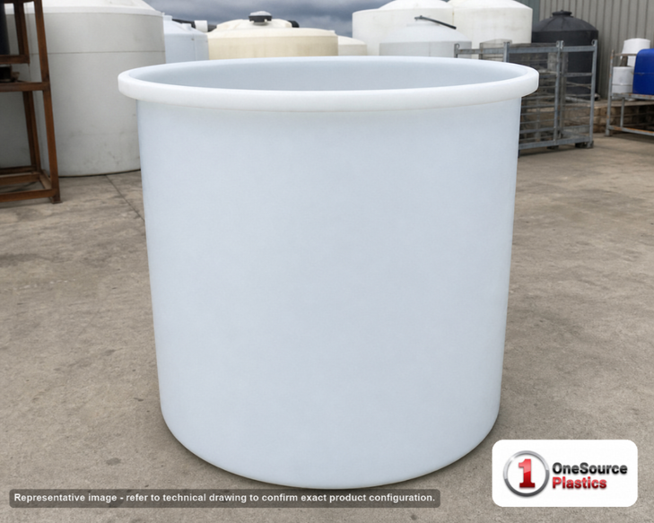 Chem-Tainer 1250 Gallon PE Cylindrical Open Top Tank. 1250 gallon capacity; Polyethylene; Natural White; 84" H x 69" W x 69"