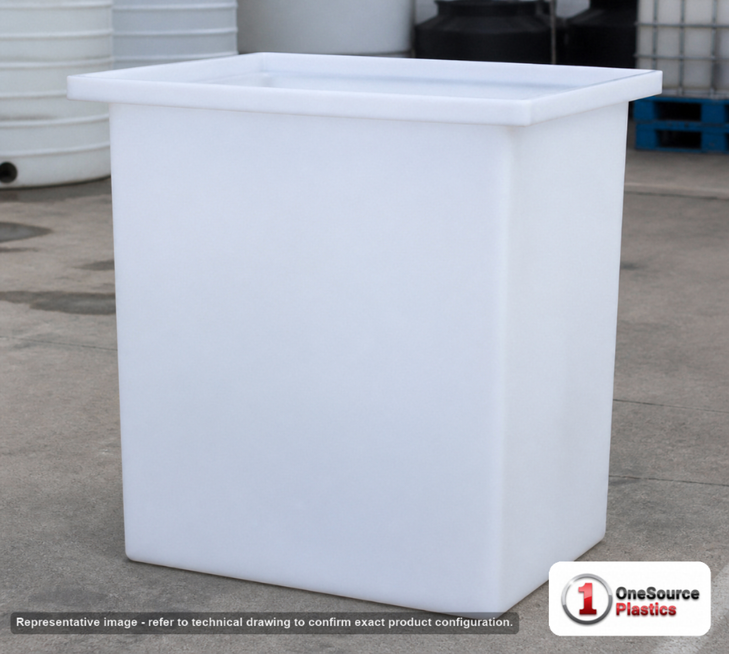 Chem-Tainer 135 Gallon PE Rectangular Open Top Tank. Manufacturer part number TC-R243636A.