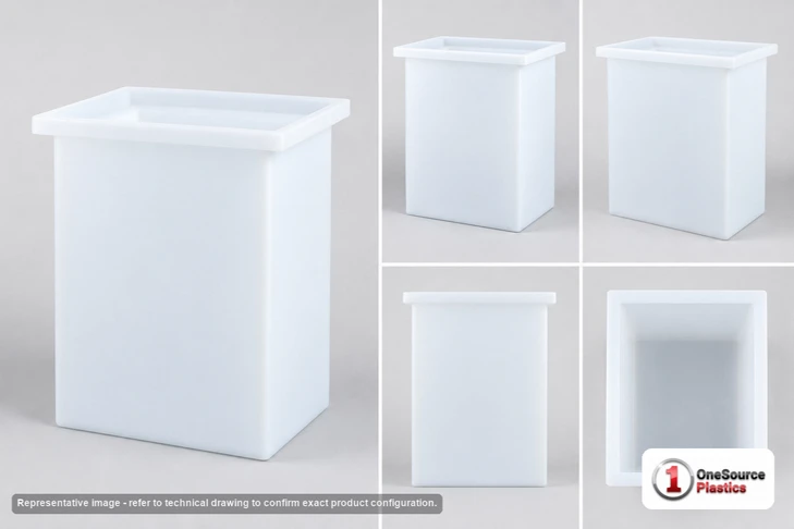Dimensional spec drawing for Chem-Tainer 138 Gallon Rectangular Open Top Tank (30" L x 30" W x 36" H)