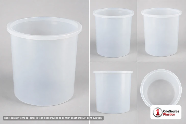 Dimensional spec drawing for Chemtainer 15 Gallon Open Top - Cylindrical (17" L x 17" W x 20" H)