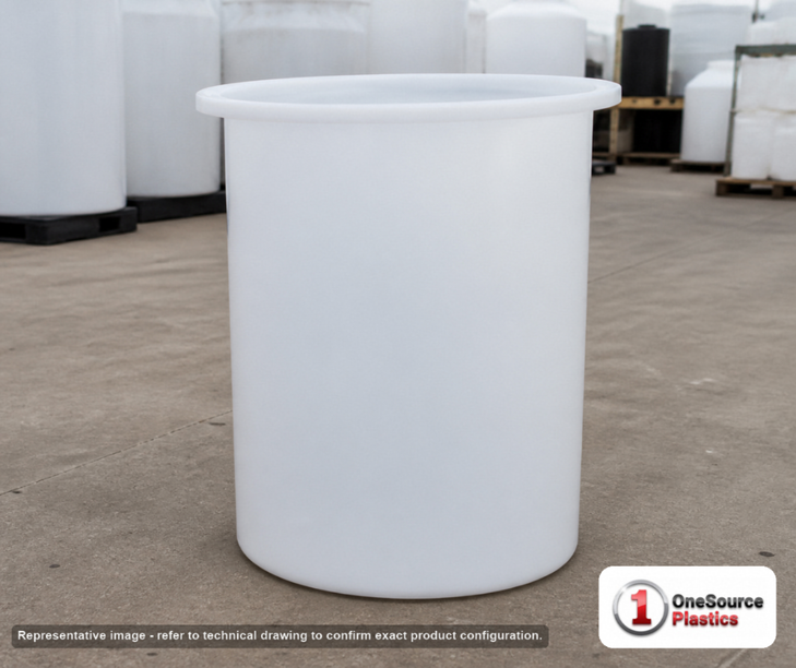 Chem-Tainer 16 Gallon Plastic Open Top Batch Storage Tank. 16 gallon capacity; Polyethylene; Natural White; 28" H x 16" W x
