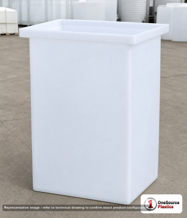 Chem-Tainer 19 Gallon PE Rectangular Open Top Tank. . Manufacturer part number TC-R141618A. Sold by OneSource Plastics (https://www.onesourceplastics.com).