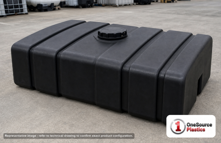 Norwesco 200 Gallon Above Ground Job Shack Holding Tank Low Pro In Black. Polyethylene; Black; 20" H x 48" W x 60" L.
