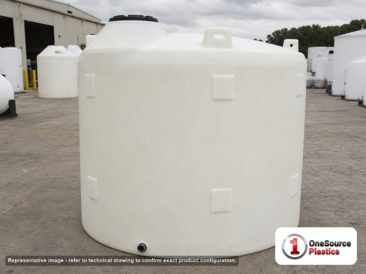 Chem-Tainer 2200 Gallon HDPE Vertical Liquid Storage Tank. 2200 gallon capacity; Polyethylene; White; 96" H x 86" W x 86" L