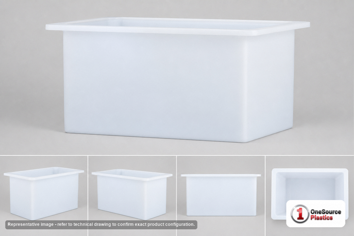 Dimensional spec drawing for Chem-Tainer 225 Gallon Rectangular Open Top Tank (24" L x 60" W x 36" H)