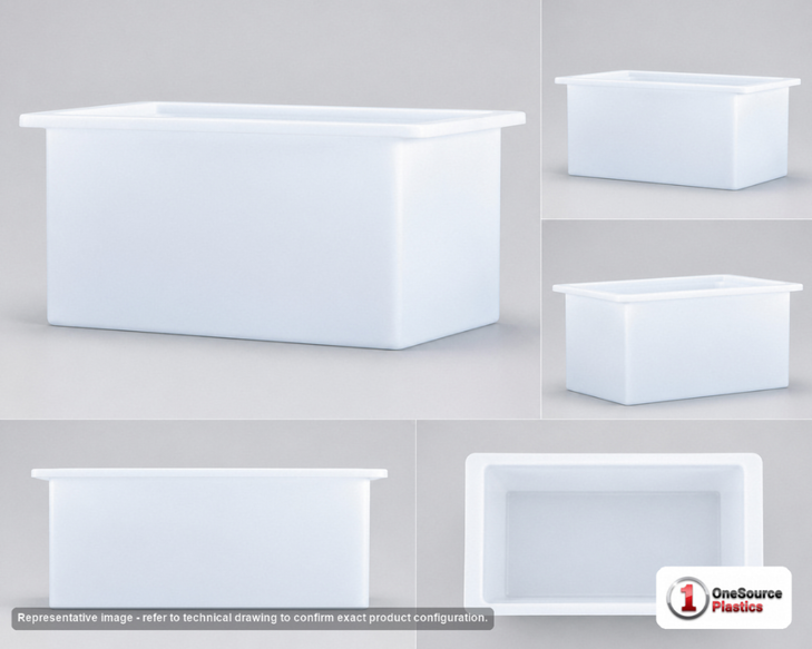Dimensional spec drawing for Chem-Tainer 265 Gallon Rectangular Open Top Tank (72" L x 36" W x 24" H)