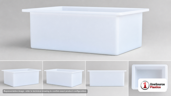 Dimensional spec drawing for Chem-Tainer 27 Gallon Rectangular Open Top Tank (32" L x 14" W x 19" H)