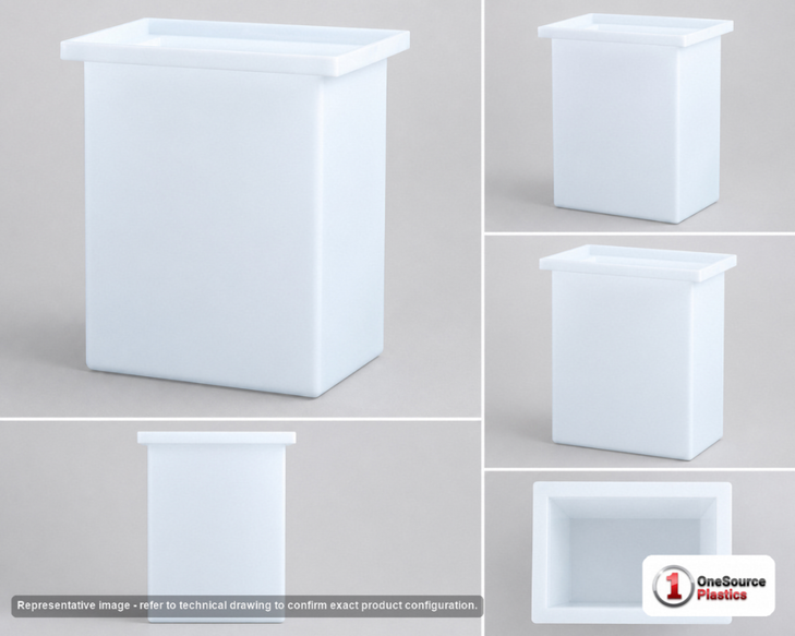 Dimensional spec drawing for Chem-Tainer 30 Gallon Rectangular Open Top Tank (26" L x 14" W x 25" H)