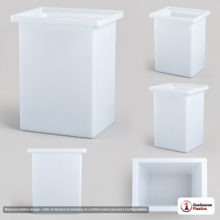 Dimensional spec drawing for Chem-Tainer 37 Gallon Rectangular Open Top Tank (26" L x 14" W x 31" H)