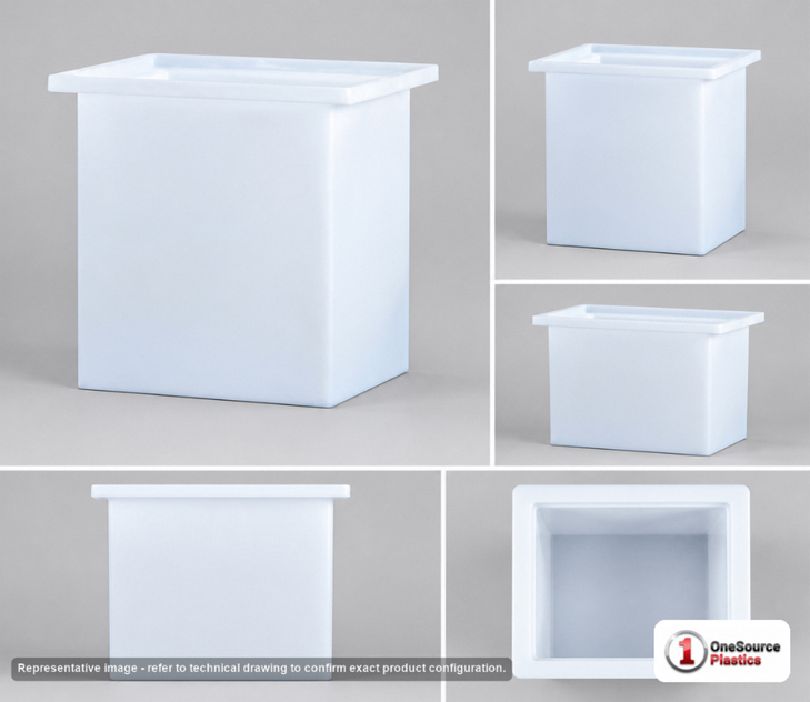 Dimensional spec drawing for Chem-Tainer 39 Gallon Rectangular Open Top Tank (26" L x 18" W x 25" H)