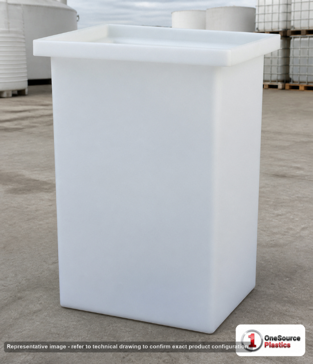 Chem-Tainer 50 Gallon PE Rectangular Open Top Tank. . Manufacturer part number TC-R181836A. Sold by OneSource Plastics (https://www.onesourceplastics.com).