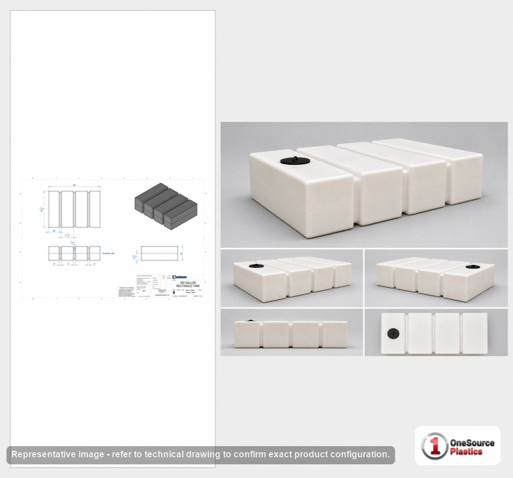 Dimensional spec drawing for Bushman 500 Gallon Low Profile Transport Tank (90" L x 63.5" W x 25" H)