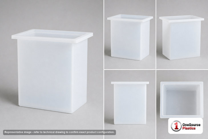 Dimensional spec drawing for Chem-Tainer 70 Gallon Rectangular Open Top Tank (30" L x 18" W x 30" H)