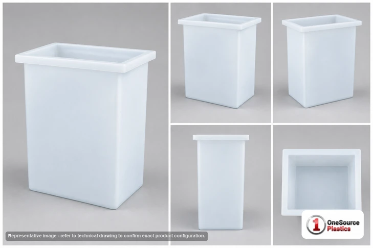 Dimensional spec drawing for Chem-Tainer 75 Gallon Rectangular Open Top Tank (24" L x 24" W x 30" H)