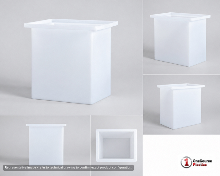 Dimensional spec drawing for Chem-Tainer 94 Gallon Rectangular Open Top Tank (30" L x 30" W x 24" H)