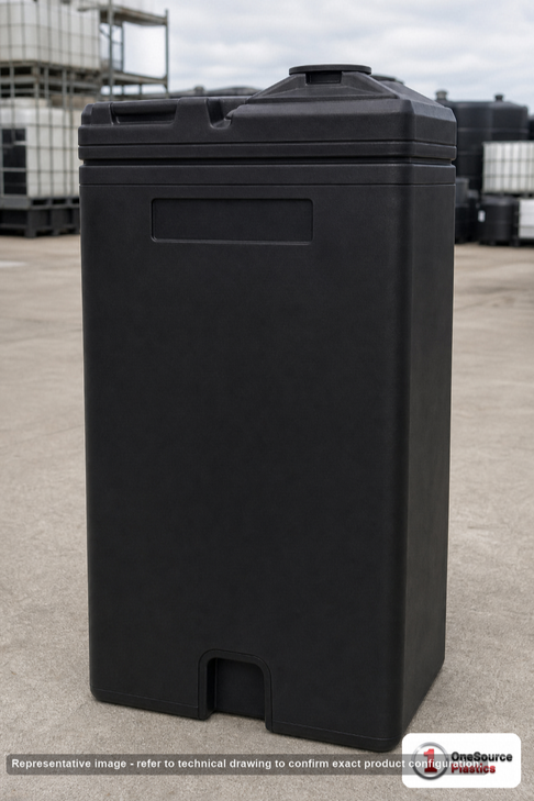 Snyder Industries 80 Gallon ASTM HDPE Black Square Double Wall Tank. High Density Linear Polyethylene; Black; 43" H x 24" W