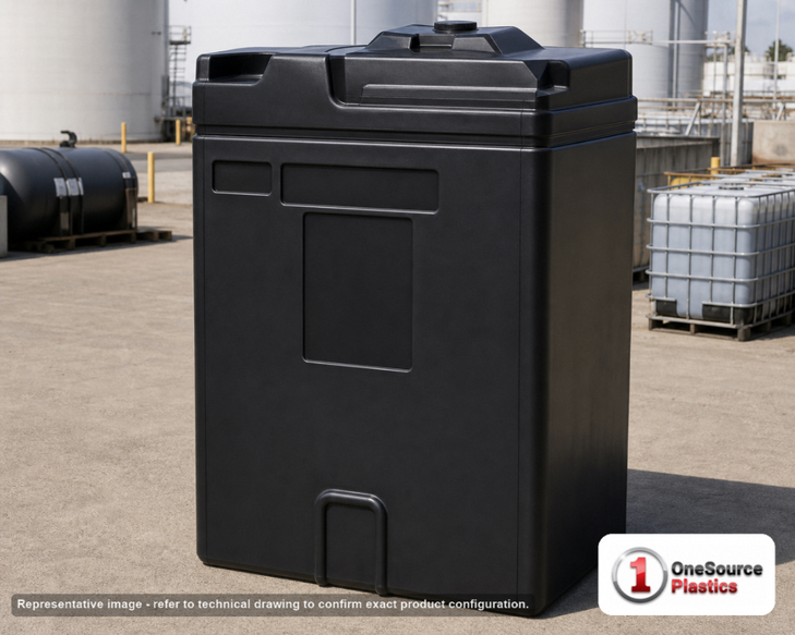Snyder Industries 80 Gallon ASTM XLPE Black Square Double Wall Tank. Crosslinked Linear Polyethylene; Black; 43" H x 24" W x