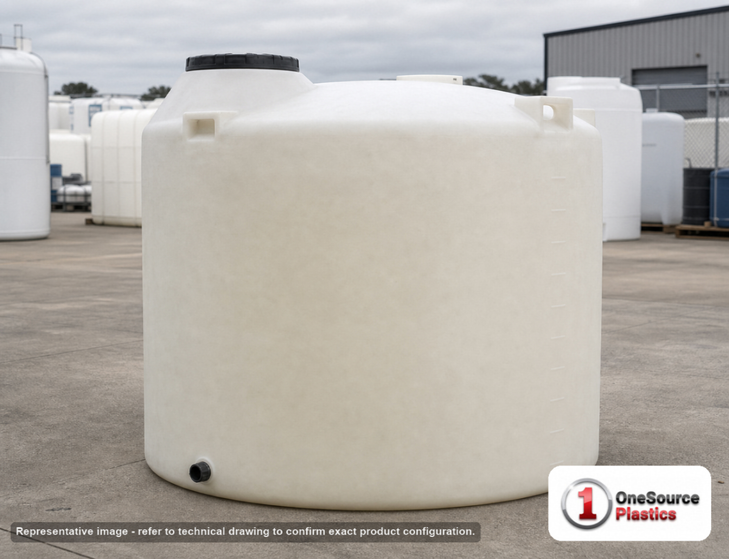 Chem-Tainer 2700 Gallon Plastic Vertical Liquid Storage Tank. 2700 gallon capacity; Polyethylene; Natural White; 89" H x