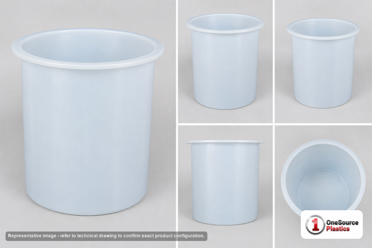 Dimensional spec drawing for Chem-Tainer 500 Gallon Cylindrical Open Top Tank (52" L x 52" W x 60" H)