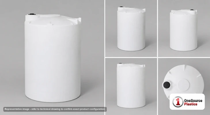 Dimensional spec drawing for Snyder 200 Gallon Vertical Storage Tank (36" L x 36" W x 53" H)