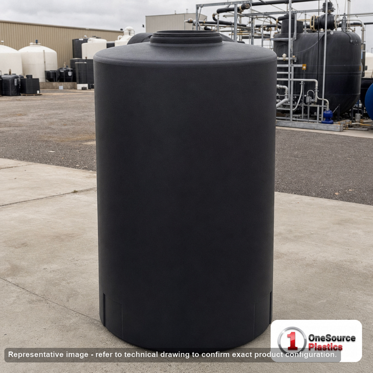 Norwesco 210 Gallon Black Vertical Storage Tank. 210 gallon capacity; Polyethylene; Black; dimensions 67.0in H x 32.0in W x 32.0in L; 58.0 lb empty; 1.5 specific gravity rating; fittings: 1 Outlet , 1 Manway / Lid; max temp 120 deg  F / 48 deg  C; 3 Year Warranty. Manufacturer part number 47870. Manufactured by Norwesco. Sold by OneSource Plastics (https://www.onesourceplastics.com).