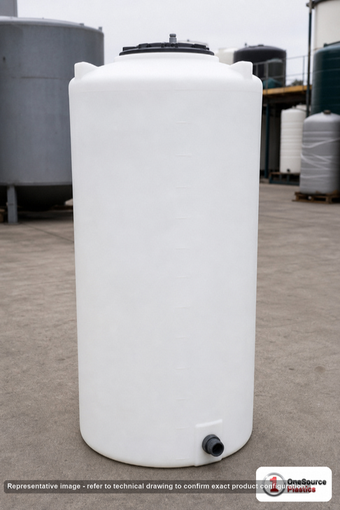 Norwesco 140 Gallon HD Vertical Storage Tank. Polyethylene; Natural White; 73" H x 25" W x 25" L; fittings: 1 Outlet, 1