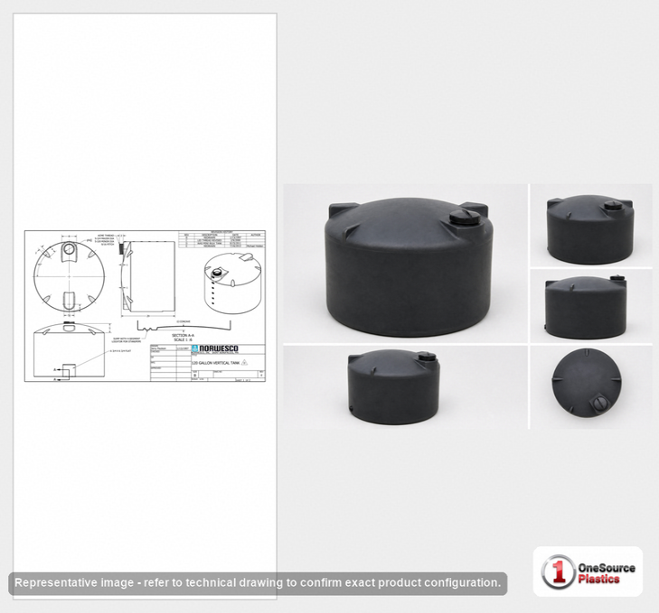 Norwesco 120 Gallon Black Vertical Storage Tank