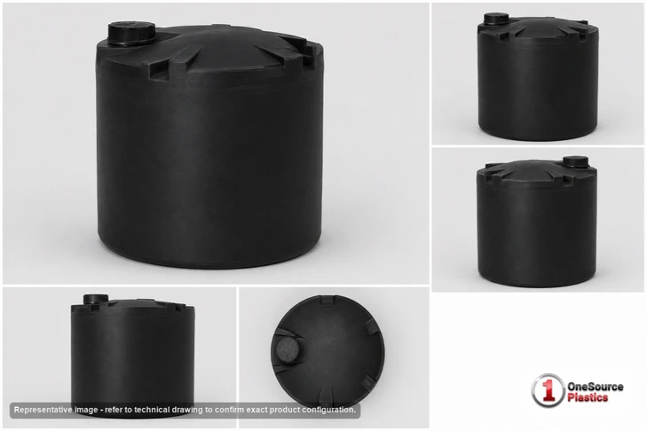 Dimensional spec drawing for Snyder 210 Gallon Vertical Storage Tank (36" L x 36" W x 55" H)